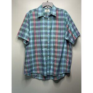 Van Heusen 417 Mens L Single Needle Tailoring Button Up Casual Short Sleeve